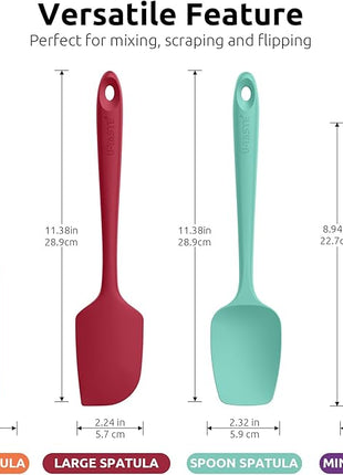High Heat Resistant Silicone Spatula: U-Taste 600ºF Hot-Proof Food Grade Rubber Kitchen Baking Scraper, Flexible and Sturdy Cooking Utensil for Mixing Scraping in NonStick Cookware (4PCS, Multicolors)