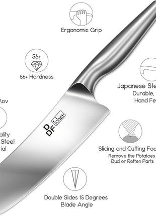 DDF iohEF Nakiri Kitchen Knife, Chef's Knife In Japanese Stainless Steel Professional Cooking Knife, Non-slip Ultra Sharp Knife with Ergonomic Handle