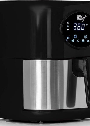 Deco Chef 3.7QT Digital Air Fryer with 6 Cooking Presets, LED Touch Controls, Adjustable Temperature and Time, Detachable Dishwasher Safe Non-Stick Basket, ETL Certified, Black
