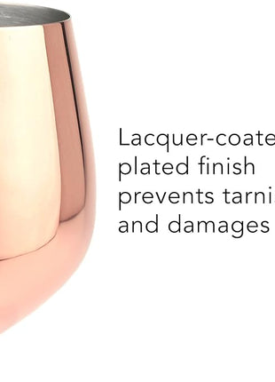 PG Copper/Rose Gold Stem Stainless Steel Wine Glass Set 4-18.5 oz