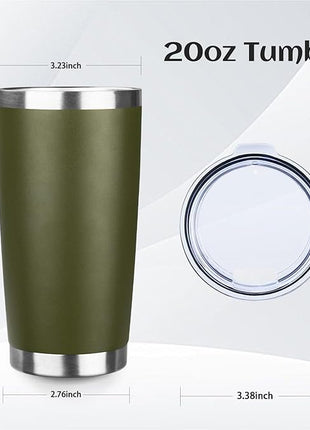 StarSpeed 20oz Tumbler Bulk with Lid, Stainless Steel Insulated Tumblers Double Wall Vacuum Insulated Travel Mug, Powder Coated Coffee Cups for Hot and Cold Drinks(Navy Green,1)