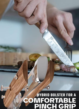 Dalstrong Steak Knife Set-4pc 5" Straight Blade Edge-Gladiator Series-Forged German High-Carbon Steel-w/Sheaths-Olive ABS Handle-Dinner Set Kitchen Knives