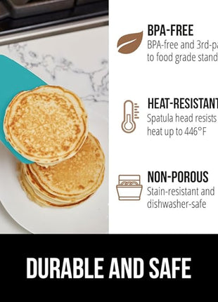 GORILLA GRIP Patented BPA-Free Non-Scratch Spatula, Heat Resistant Flexible Silicone Head for Nonstick Cooking Pans, Soft Rubber Handle, Kitchen Spatulas for Flipping Eggs, Pancakes, 11.6 in Turquoise