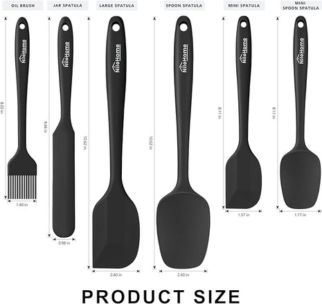 NileHome Silicone Spatula Set, 6 Pieces Food Grade Kitchen Utensils with Silicone Brush Heat Resistant BPA-free Rubber Spatula for Scraping, Baking, Cooking, Mixing