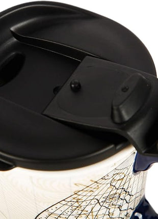 Topadorn Ceramic Travel Mug and Coffee Cup 17 oz. with Handle and Color Box,Starstruck