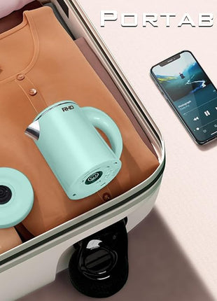 0.5L Small Portable Electric Kettles for Boiling Water, Stainless Steel Travel Kettle, Fast Boil Teapot, Boil-Dry Protection & Auto Shut-Off, Perfect For Traveling Cooking, Coffee, Tea, Eggs(Green)