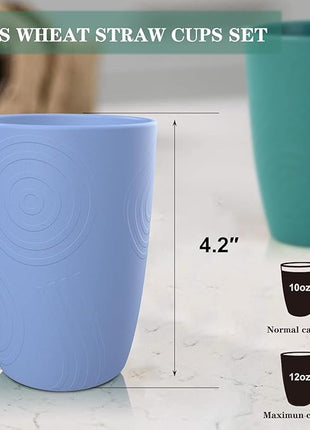 Homienly Drinking Glasses Premium Wheat Straw Unbreakable Cups - Set of 6 Alternative to Plastic Cups Reusable Unbreakable Drinking Cup Reusable Dishwasher Safe Water Glasses Tumblers (12 OZ)