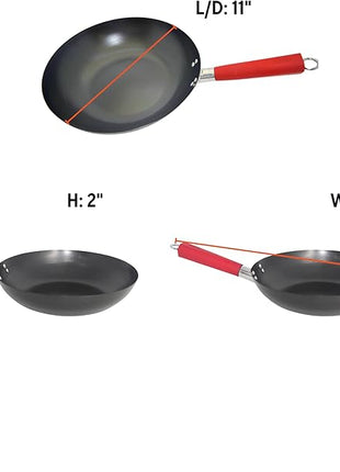 Imusa USA Inch, Red PAN-10046 12" Nonstick Carbon Steel Wok, Handle