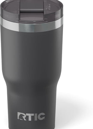 RTIC 20oz Essential Tumbler with Lid, Ceramic Lined, Insulated, Stainless Steel, Metal, Double Wall Vacuum-Insulation, Travel Cup for Iced Coffee, Tea, Hot and Cold Drink, Graphite