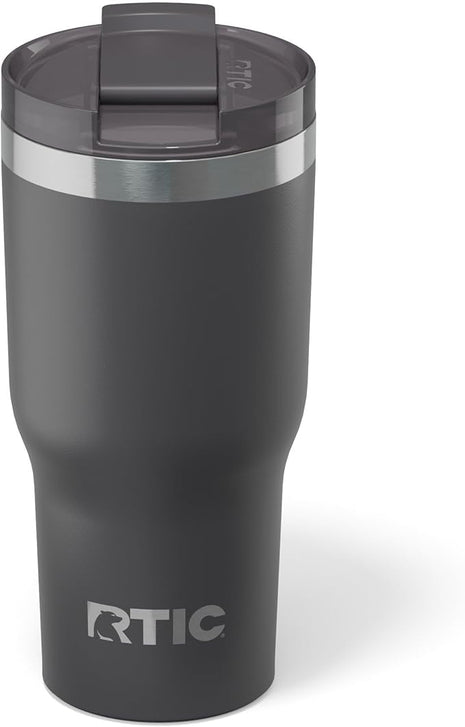 RTIC 20oz Essential Tumbler with Lid, Ceramic Lined, Insulated, Stainless Steel, Metal, Double Wall Vacuum-Insulation, Travel Cup for Iced Coffee, Tea, Hot and Cold Drink, Graphite