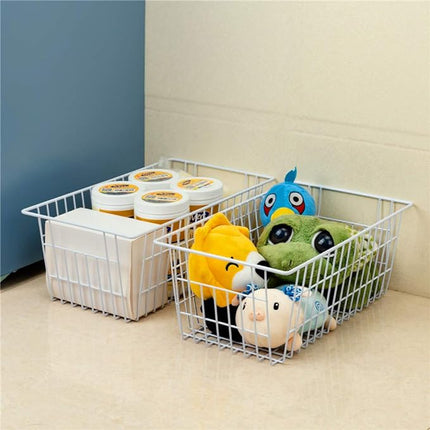 SANNO 14" Freezer Baskets Wire Storage Baskets for Organizing Pantry Organization Bins Cabinets - Metal Basket Kitchen, Laundry, Garage, Fridge, Bathroom Countertop Organizer
