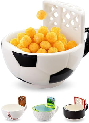 MAX'IS Creations The Soccer Mug with a Goal, Kids Christmas Gift Toy Cup for Kids Boys 8-12 12-14 Girls Coach Gifts Men, Mom Gifts, Funny Coffee Mug Soccer Ball Cereal Bowl, 14oz