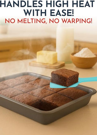 4-Piece Aqua Baking Spatula Set - Holiday Baking Essentials, Rubber Spatulas Silicone Heat Resistant, BPA-Free - Spatula Set for Nonstick Cookware - Silicone Baking Utensils