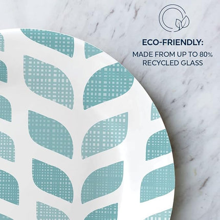 Corelle Vitrelle 6.75" Salad Appetizer Plate Set, Triple Layer Glass and Chip Resistant, Lightweight Round Plates, 6-Piece Northern Pines