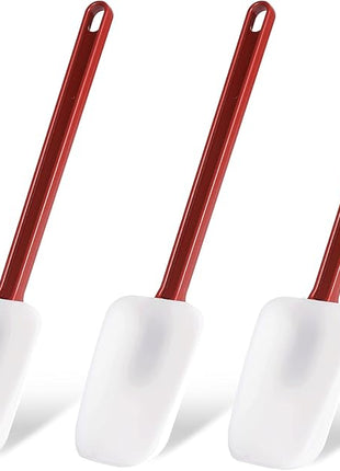 Silicone Rubber Spatula and Spoon Set of 3, High Heat Spatula, Commercial Size (14 Inches)