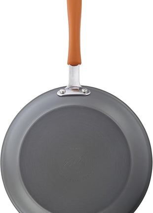 Rachael Ray Cucina Dishwasher Safe Hard Anodized Nonstick Cookware Pots and Pans Set, 12 Piece, Gray with Orange Handles