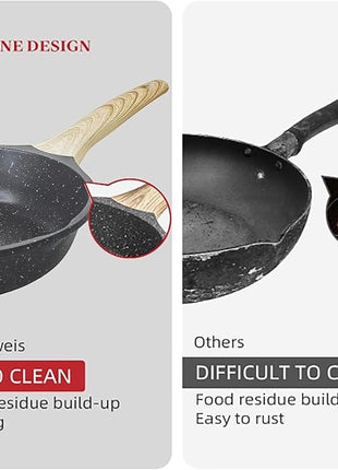 Caannasweis Nonstick Granite Frying Pan Skillet, Non Stick Omelette Fry Pans, Omelet Egg Pan, Stone Cookware Chef's Pan, Induction Compatible, PFOA Free (Gray, 9.5 Inch)