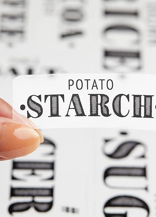 Talented Kitchen Clear Vinyl Pantry Labels for Food Containers - Waterproof & Repositionable for Kitchen Jars - Farmhouse Pantry Organization - Preprinted Baking Labels - Pack of 154, Assorted Sizes