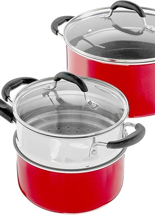 Cuisinart 54C-11R 11-Piece Ceramica XT Nonstick Cookware Set, Red/Stainless Steel