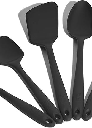 GIR: Get It Right 5-Piece Silicone Ultimate Kitchen Utensils Set - Ladle, Spatula, Flip, Spoon & Spoonula - Non-Toxic Cooking Utensils for Nonstick Cookware, Cooking and Baking - Black