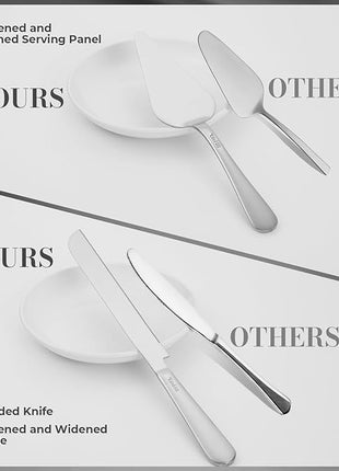 Wedding Cake Cutting Set, Elegant Wedding Cake Knife and Server Set with Thick Stainless Steel Wide Handle, Cake Cutting Set for Wedding Anniversary Christmas, Cake Cutter, 2 Cute Forks and Bows