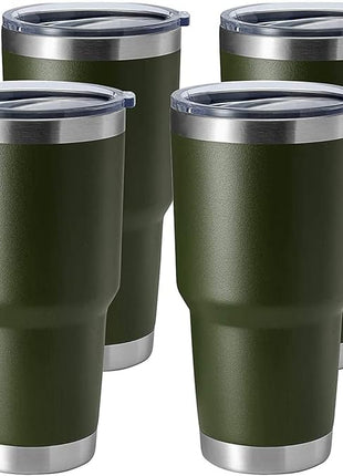 HASLE OUTFITTERS 30oz Stainless Steel Tumbler, Double Wall Vacuum Insulated Travel Mug Tumbler, Durable Insulated Coffee Mug, Gift Box Set (Amey Green, 4)