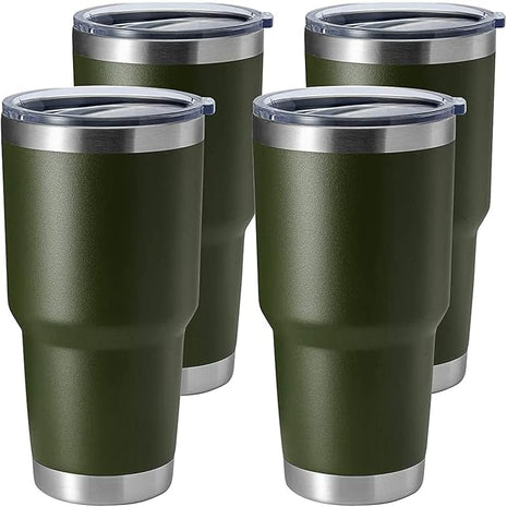 HASLE OUTFITTERS 30oz Stainless Steel Tumbler, Double Wall Vacuum Insulated Travel Mug Tumbler, Durable Insulated Coffee Mug, Gift Box Set (Amey Green, 4)