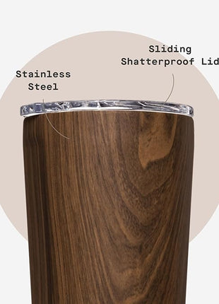 Corkcicle Classic Tumbler - Keeps Drinks Cold for 9 Hours & Hot for 3 - Triple-Insulated Stainless Steel - Holiday Tumbler Gift - 24 oz - Walnut Wood
