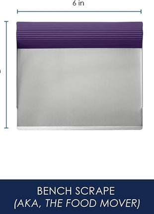 Rachael Ray Tools and Gadgets Stainless Steel Pastry Scraper / Bench Scrape / Kitchen Tool for Baking and Cooking / Dishwasher Safe, Purple