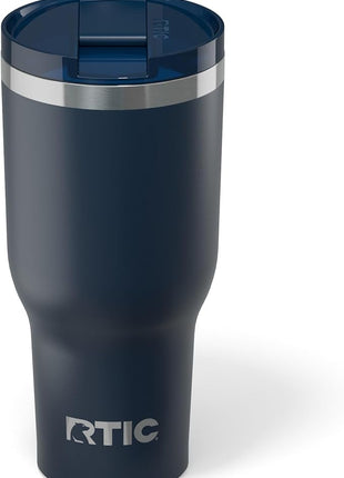 RTIC 40oz Essential Tumbler with Lid, Ceramic Lined, Insulated, Stainless Steel, Metal, Double Wall Vacuum-Insulation, Travel Cup for Iced Coffee, Tea, Hot and Cold Drink, Navy
