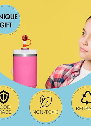 4Pc Straw Cover for Stanley Cup, Silicone Straw Topper for Stanley Cup 30&40oz with Tumblers, 10mm 0.4in Lid Accessories (Reusable)