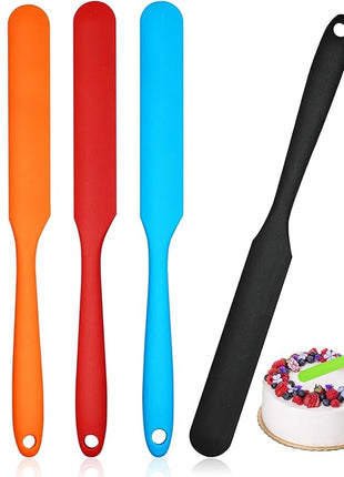 Silicone Jar Scraper Spatulas, 5pcs Heat Resistant Cake Cream Peanut Butter Spatulas Mixing Batter Scraper, 9.6 inch Nonstick Bread Spatula Rubber Kitchen Jar Blenders Scraper Long