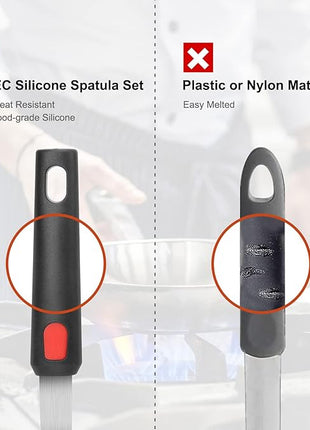 Hotec Silicone Spatula Turner for Nonstick Cookware, Cooking Spatulas 600°F Heat Resistant Large Flexible Rubber Spatula Set of 3, Kitchen Utensils for Flipping Eggs, Burgers, Pancakes, Crepes