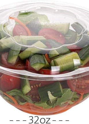 Smygoods Disposable Plastic Salad Bowls with Airtight Lids Ideal for Meal Prep, Takeout, Catering, Parties, Picnics, and Food Storage, Stackable, Leak-Proof