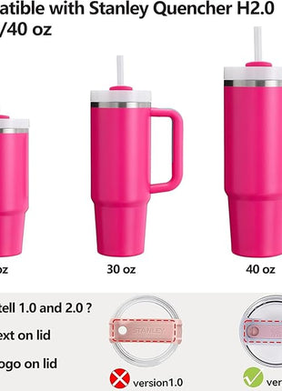 Silicone Spill Stopper Set Compatible with Stanley Cup 2.0 30oz & 40oz with Straw Cover (Set of 2, Passion Pink)