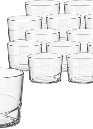 Bormioli Rocco Bodega Swirl Rum Glasses - Set of 12, 7.25 Oz. Spiral Design Tumblers with Secure Edge Technology for Enhanced Durability, Shock Resistant - Made in Italy, Dishwasher Safe