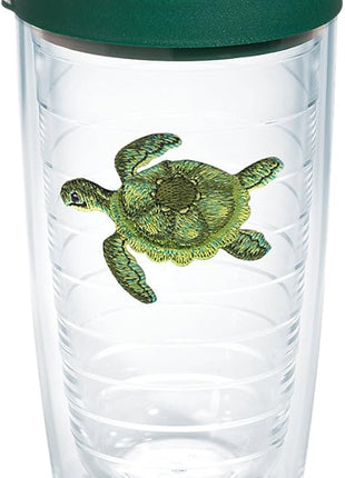 Tervis Tropical Animal Collection Made in USA Double Walled Insulated Tumbler Travel Cup Keeps Drinks Cold & Hot, 16oz, Turtle