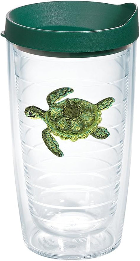 Tervis Tropical Animal Collection Made in USA Double Walled Insulated Tumbler Travel Cup Keeps Drinks Cold & Hot, 16oz, Turtle