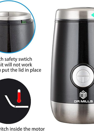 DR MILLS DM-7445 Coffee Grinder Electric,Spice and Herb Grinder, Blade & Cup Made with SUS304 Stainless Steel Food Grinders Electric
