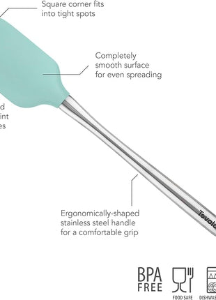 Tovolo Flex-Core Stainless Steel Handled Spatula Heat-Resistant & BPA-Free Silicone Turner Head, Cast Iron & Non-Stick Cookware, Dishwasher-Safe, Aqua