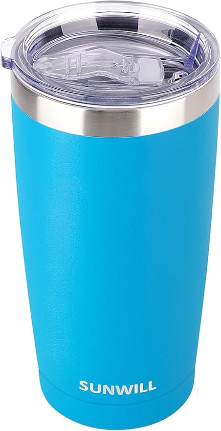 SUNWILL Travel Coffee Tumbler 20 oz, Insulated Mug with Lid, Stainless Steel Cup for Outdoor, Powder Coated Royal Blue