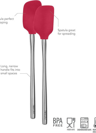 Tovolo Flex-Core Stainless Steel Handled Mini Spatula & Spoonula Set of 2, Kitchen Utensil Set, BPA-Free Silicone, Safe for Cast Iron & Cookware Dishwasher-Safe