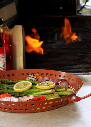 Outset QN77 Grill Skillet with Removable Soft-Grip Handle, Copper Non-Stick