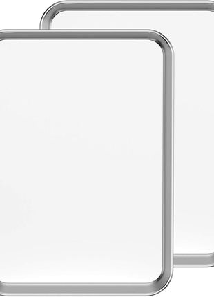 Baking Sheet Set of 2, Bastwe 18 inch Commercial Grade Stainless Steel Baking Pan, Professional Bakeware Oven Tray, Healthy & Non-toxic, Rust Free & Mirror Finish, Easy Clean & Dishwasher Safe