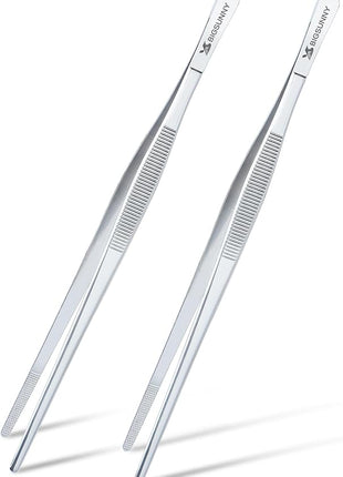 2 Pcs 8.5 Inch Kitchen Tweezers Fine Tweezer Tongs, MSY BIGSUNNY Stainless Steel Food Tweezers Multi-function Cooking Tongs Kitchen Serving Tong