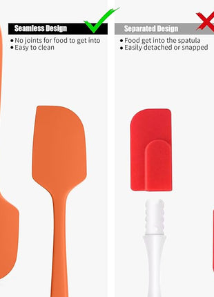 4-Piece Silicone Spatula Scrapers: Doosu 600°F Heat Resistant Food Grade Kitchen BPA Free Rubber Baking Cooking Tool Nonstick Utensil Set for Mixing, Scraping, Folding, Stirring, Serving (Multi-5)