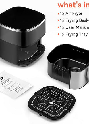 ASZ Digital Air Fryer 6qt with Window Up - 6 QT Big Airfryer 6-in-1 Presets Preheat Airfry Reheat Bake Roist Broil 400°F Airfrier 85% Oil Less,Nonstick Dishwasher-Safe Parts, Automatic Shutoff