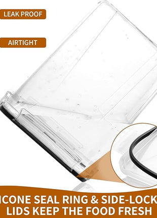 4 Pack Large Airtight Food Storage Containers with Lids (5.2L / 176oz), BPA Free Plastic Kitchen and Pantry Organization Contianers for Cereal Flour and Sugar Storage, Labels & Marker