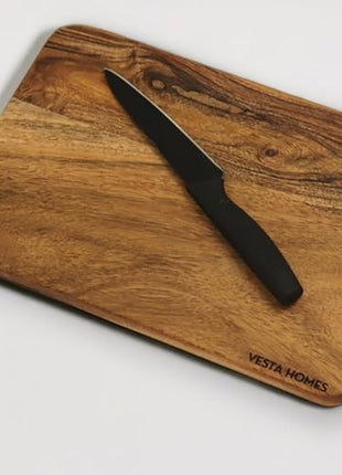 Vesta Homes Wooden Cutting Board for Kitchen/Chopping, Serving Board, Platter for Vegetables, Fruits, Cheese and Charcuterie | Natural Acacia Wood |15 * 10 Inches | Handcrafted in India