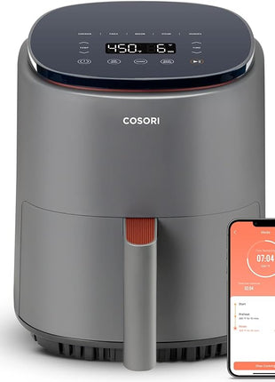 COSORI Air Fryer 4 Qt, 7 Cooking Functions Airfryer, 150+ Recipes on Free App, 97% less fat Freidora de Aire, Dishwasher-safe, Designed for 1-3 People, Lite 4.0-Quart, Smart, Truffle Gray